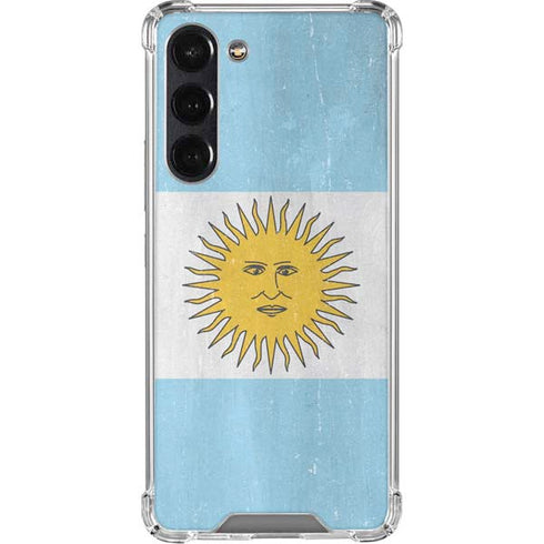 Argentina Flag Distressed Galaxy S24 FE Clear Case