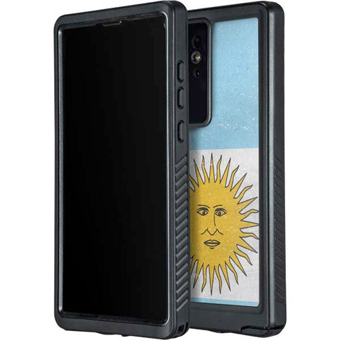 Argentina Flag Distressed Galaxy S24 Ultra Waterproof Case