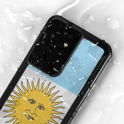 Argentina Flag Distressed Galaxy S24 Ultra Waterproof Case