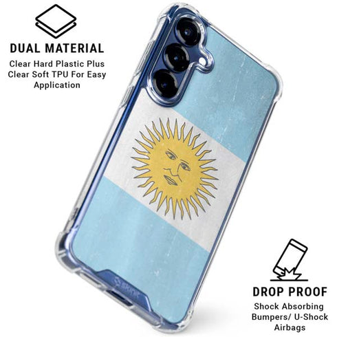 Argentina Flag Distressed Galaxy S25 FE Clear Case