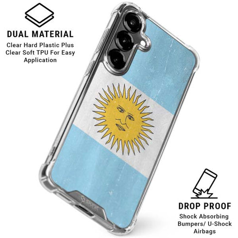 Argentina Flag Distressed Galaxy S26 Clear Case