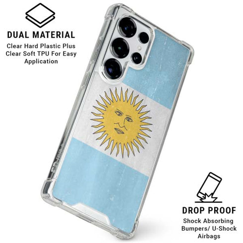 Argentina Flag Distressed Galaxy S26 Ultra Clear Case