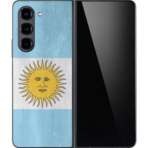 Argentina Flag Distressed Galaxy Z Fold5 5G Skin