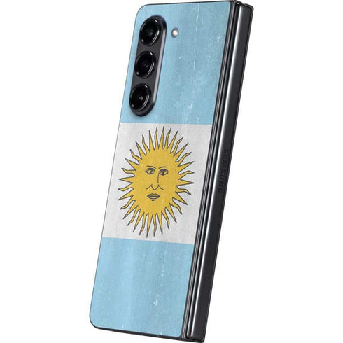 Argentina Flag Distressed Galaxy Z Fold5 5G Skin
