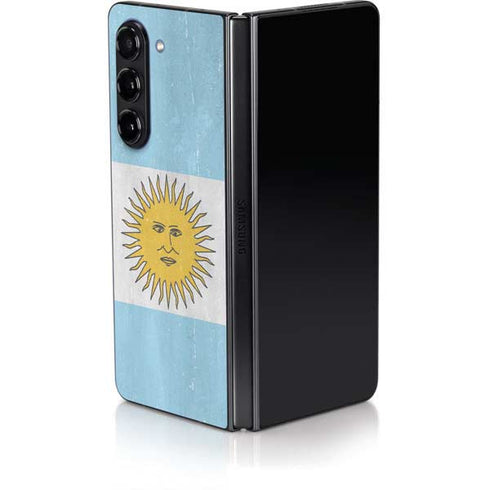 Argentina Flag Distressed Galaxy Z Fold5 5G Skin