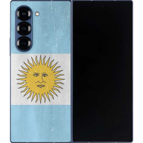 Argentina Flag Distressed Galaxy Z Fold6 Skin