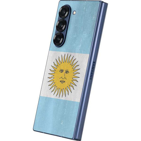 Argentina Flag Distressed Galaxy Z Fold6 Skin