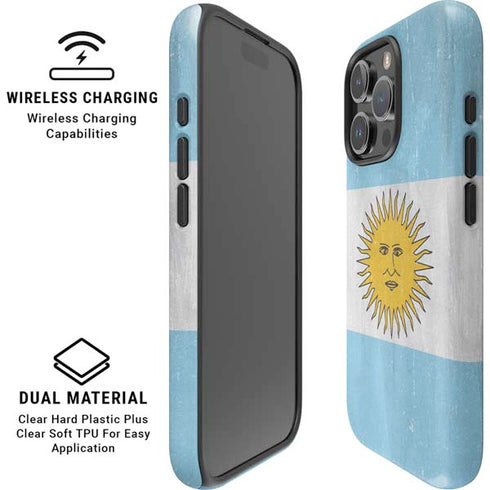 Argentina Flag Distressed iPhone 16 Pro Magsafe Impact Case