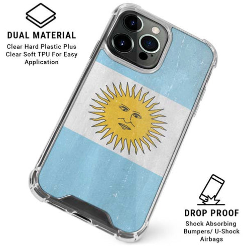 Argentina Flag Distressed iPhone 16 Pro Max Clear Case