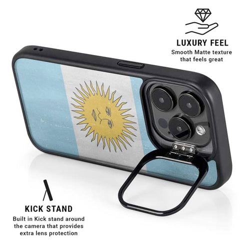 Argentina Flag Distressed iPhone 16 Pro Max Kickstand Case