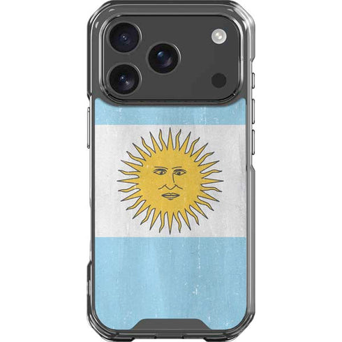 Argentina Flag Distressed iPhone 17 Pro Clear Case