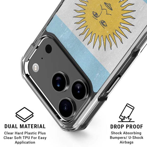 Argentina Flag Distressed iPhone 17 Pro Clear Case