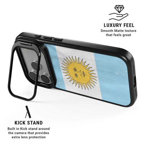 Argentina Flag Distressed iPhone 17 Pro Max Kickstand Case