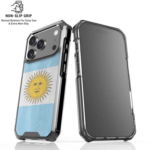 Argentina Flag Distressed iPhone 18 Pro Clear Case