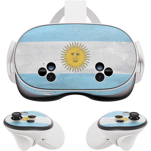 Argentina Flag Distressed Meta Quest 3S Skin
