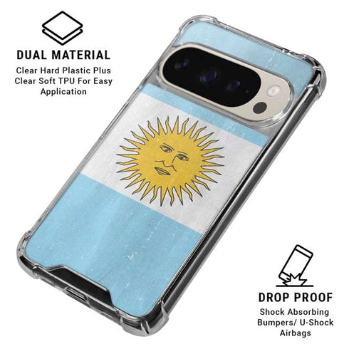 Argentina Flag Distressed Pixel 9 Pro XL Clear Case
