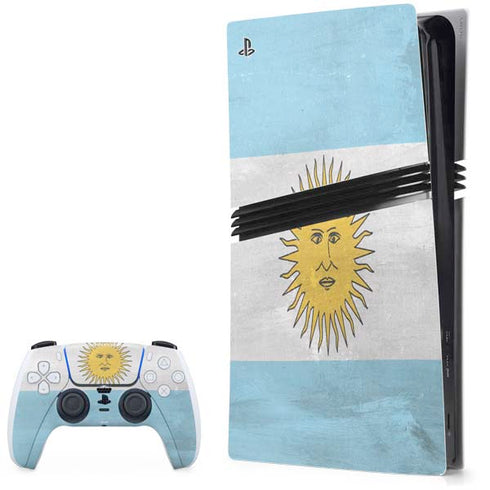 Argentina Flag Distressed PS5 Pro Bundle Skin