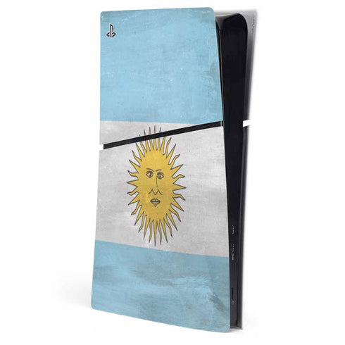 Argentina Flag Distressed PS5 Slim Digital Edition Console Skin