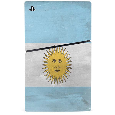 Argentina Flag Distressed PS5 Slim Digital Edition Console Skin
