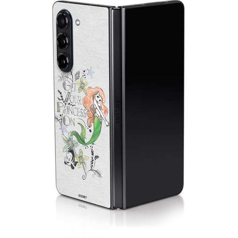 Disney The Little Mermaid Ariel and Flounder Art Galaxy Z Fold5 5G Skin