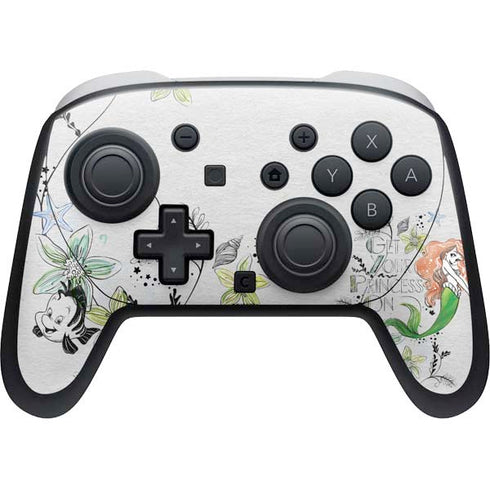 Disney The Little Mermaid Ariel and Flounder Art Nintendo Switch 2 (2025) Pro Controller Skin