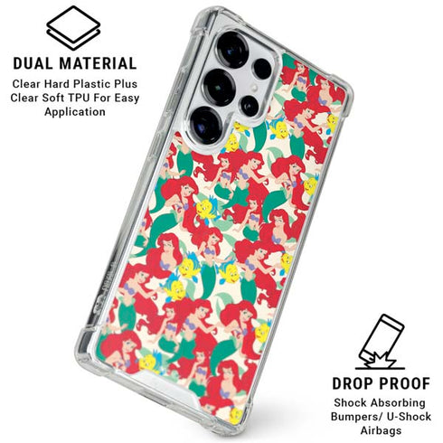 Disney The Little Mermaid Ariel and Flounder Pattern Galaxy S25 Ultra Clear Case