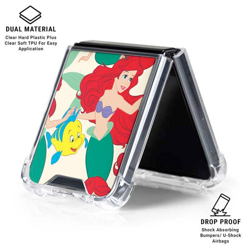 Disney The Little Mermaid Ariel and Flounder Pattern Galaxy Z Flip6 Clear Case