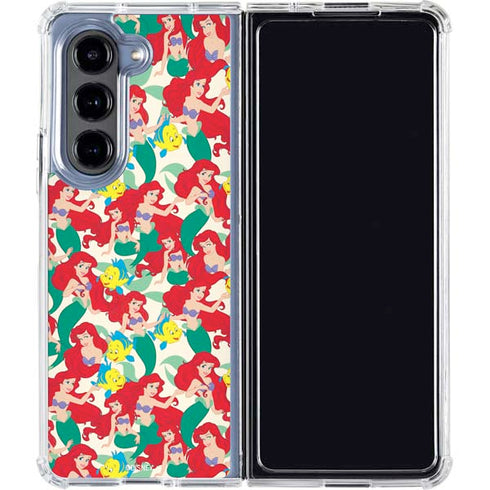 Disney The Little Mermaid Ariel and Flounder Pattern Galaxy Z Fold5 5G Clear Case