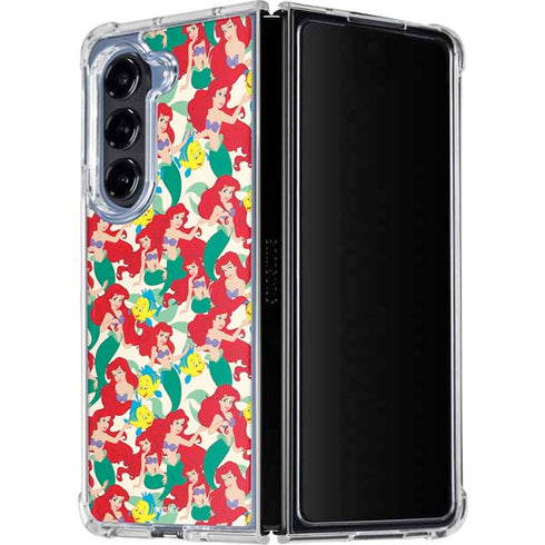 Disney The Little Mermaid Ariel and Flounder Pattern Galaxy Z Fold5 5G Clear Case