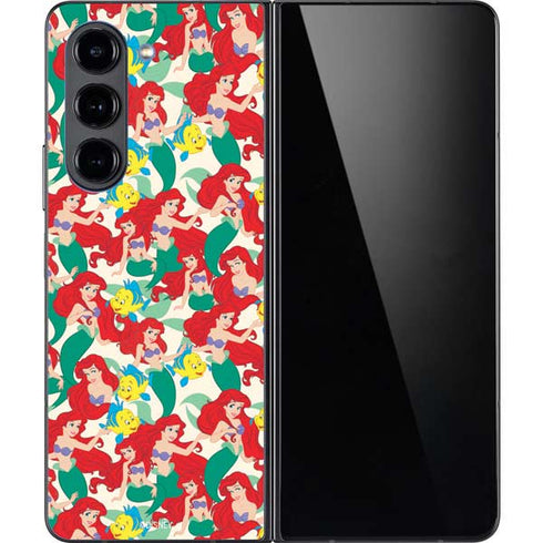 Disney The Little Mermaid Ariel and Flounder Pattern Galaxy Z Fold5 5G Skin