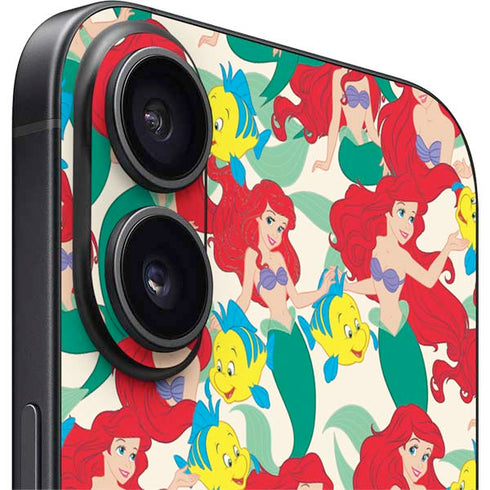 Disney The Little Mermaid Ariel and Flounder Pattern iPhone 16 Skin