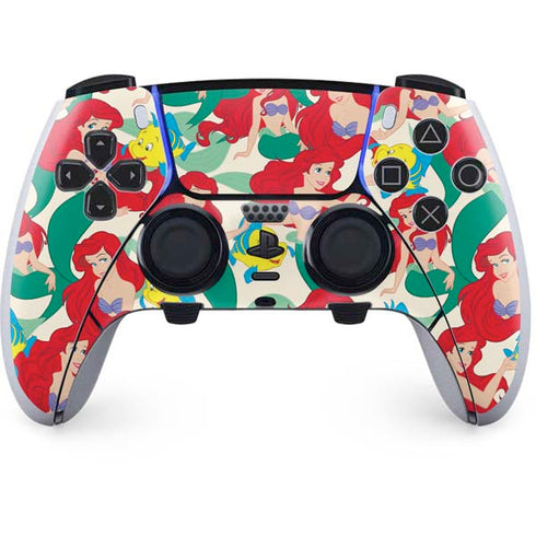 Disney The Little Mermaid Ariel and Flounder Pattern PS5 DualSense Edge Pro Controller Skin