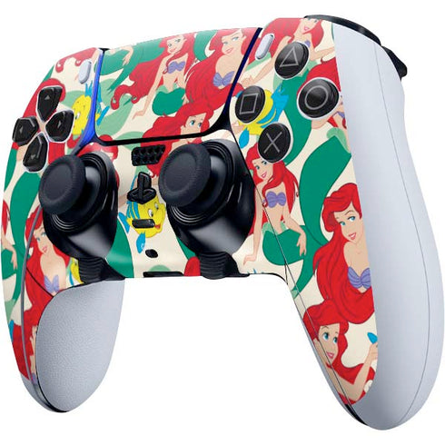 Disney The Little Mermaid Ariel and Flounder Pattern PS5 DualSense Edge Pro Controller Skin