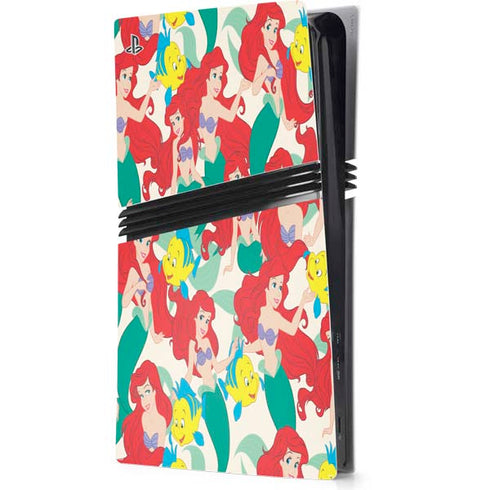 Disney The Little Mermaid Ariel and Flounder Pattern PS5 Pro Console Skin