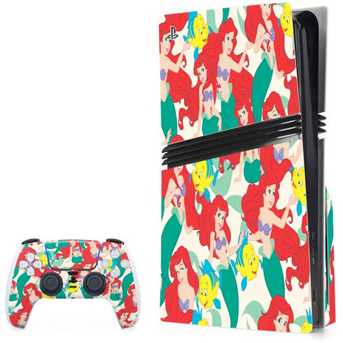 Disney The Little Mermaid Ariel and Flounder Pattern PS5 Pro Disk Bundle Skin