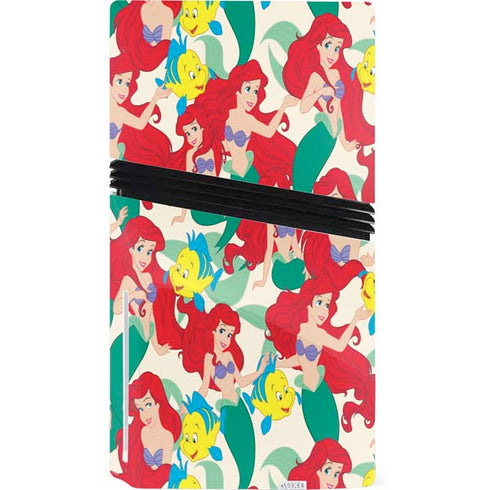 Disney The Little Mermaid Ariel and Flounder Pattern PS5 Pro Disk Console Skin