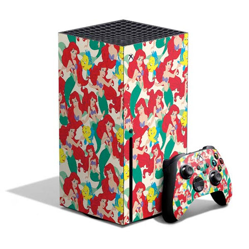 Disney The Little Mermaid Ariel and Flounder Pattern Xbox Series X Skins