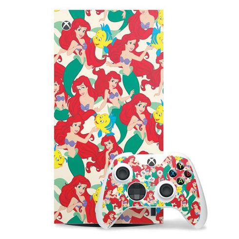 Disney The Little Mermaid Ariel and Flounder Pattern Xbox Series X Skins