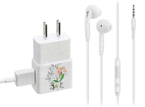 Disney The Little Mermaid Ariel and Flounder Art Phone Charger Skin