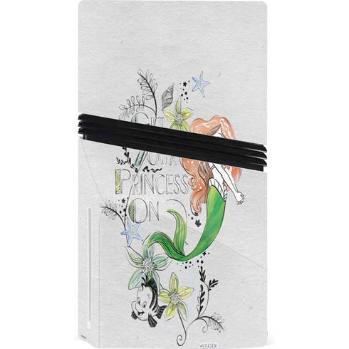 Disney The Little Mermaid Ariel and Flounder Art PS5 Pro Disk Bundle Skin