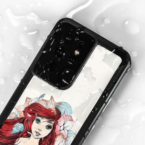 Disney The Little Mermaid Ariel Illustration Galaxy S24 Ultra Waterproof Case
