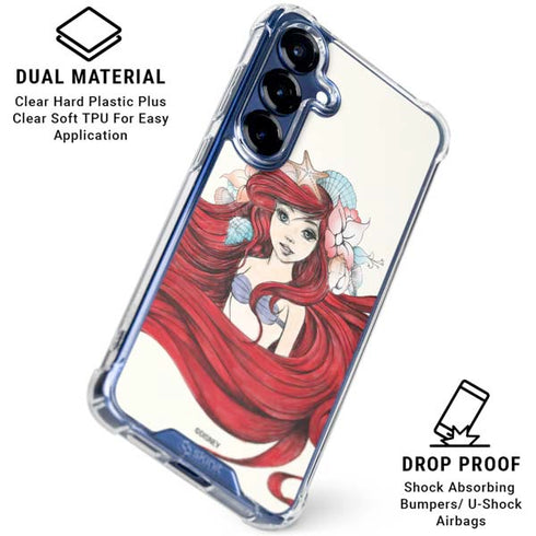 Disney The Little Mermaid Ariel Illustration Galaxy S25 Plus Clear Case
