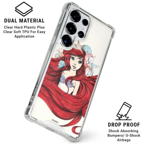 Disney The Little Mermaid Ariel Illustration Galaxy S25 Ultra Clear Case