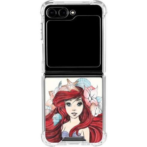 Disney The Little Mermaid Ariel Illustration Galaxy Z Flip6 Clear Case