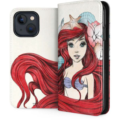 Disney The Little Mermaid Ariel Illustration iPhone 14 Plus Folio Case