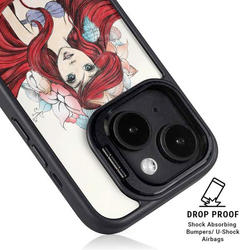 Disney The Little Mermaid Ariel Illustration iPhone 15 Plus Kickstand Case