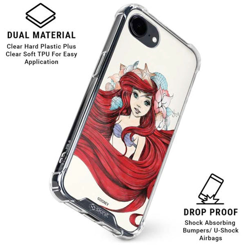 Disney The Little Mermaid Ariel Illustration iPhone 16e Clear Case
