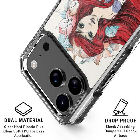Disney The Little Mermaid Ariel Illustration iPhone 17 Pro Max Clear Case