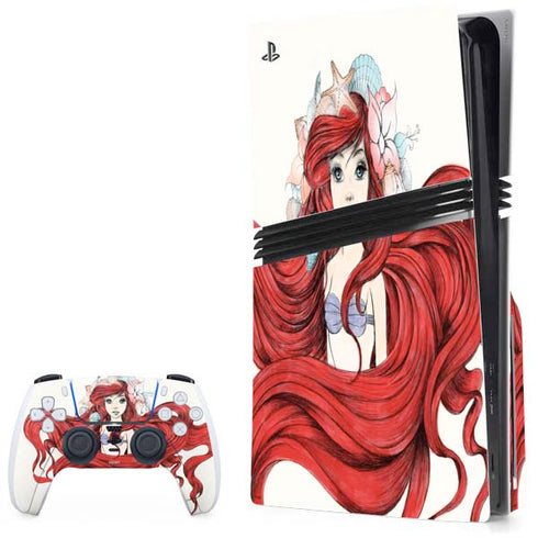 Disney The Little Mermaid Ariel Illustration PS5 Pro Disk Bundle Skin