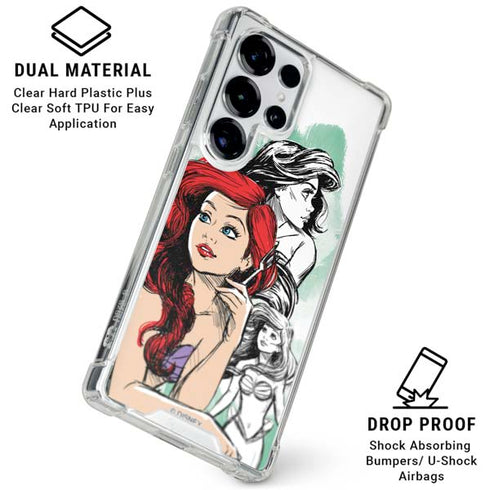 Disney Princess Ariel Sketch Art Galaxy S25 Ultra Clear Case